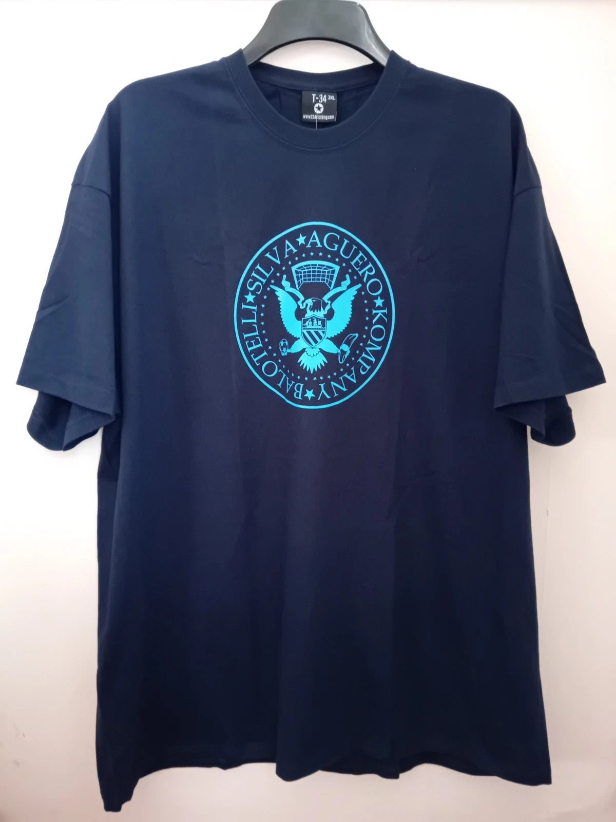 Mens T-shirt Uk Size 3XL Football themed Navy Blue Short Sleeve Front Print