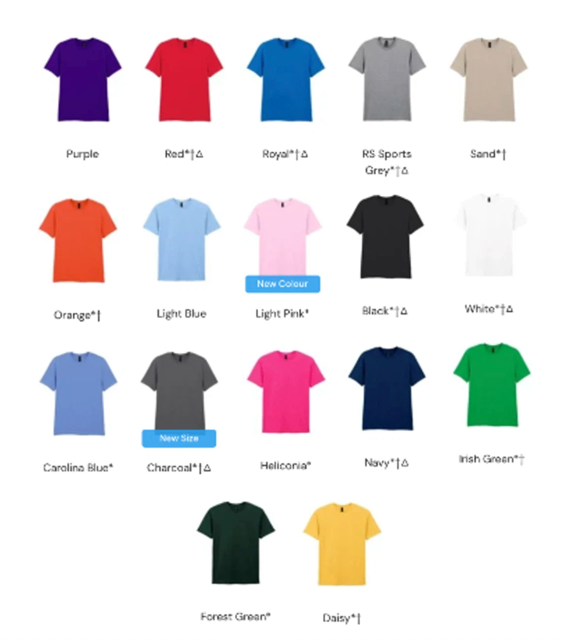 Gildan Softstyle Plain Adult T-Shirt - Cotton Crewneck - Size 3XL to 5XL - NEW