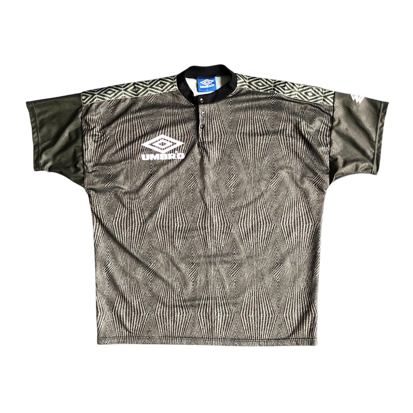 Vintage 90s Umbro Pro Training Shirt Men’s XL Green 3-Button Henley Football Top