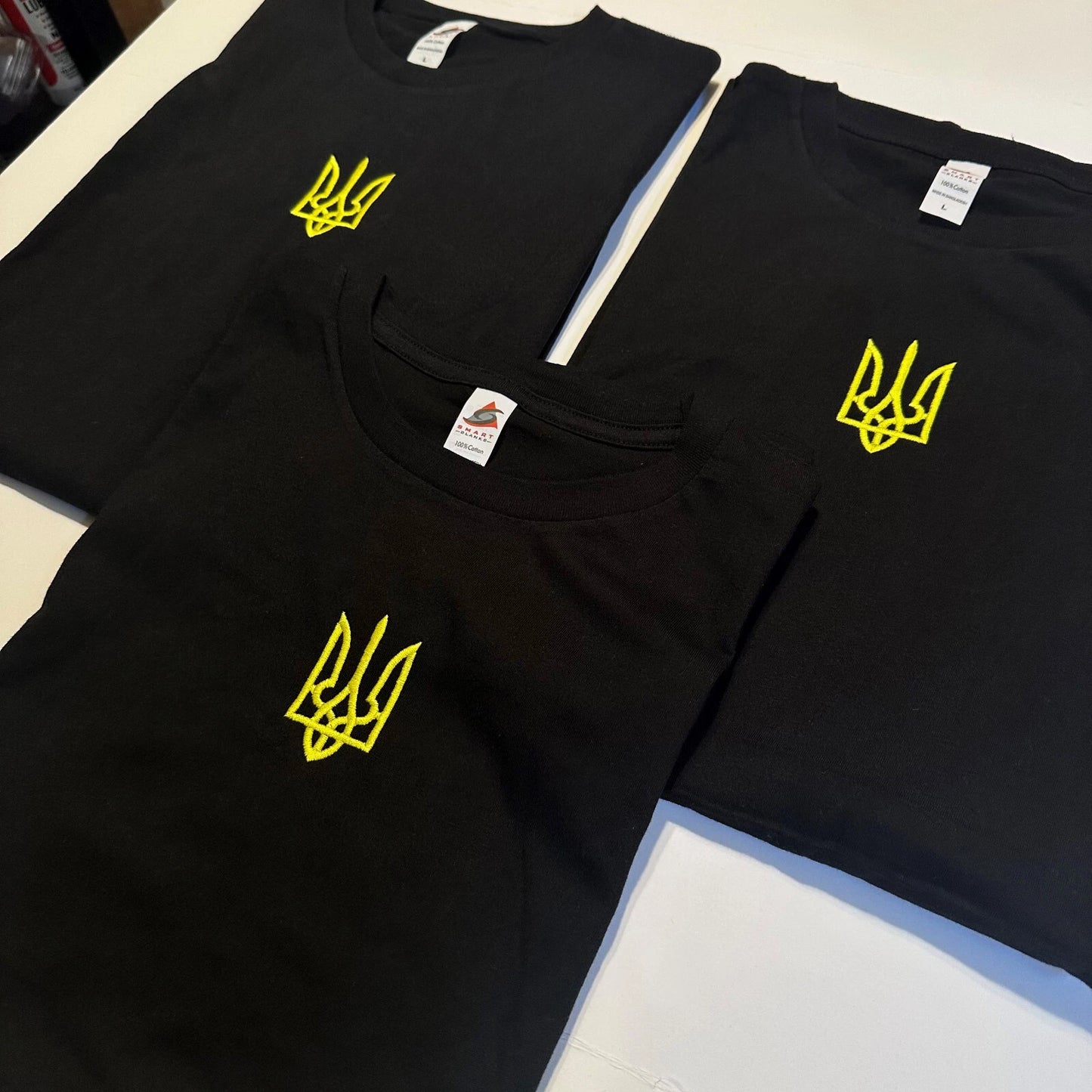 Ukrainian Stitched TShirt Embroidered Ukraine Volodymyr Zelenskyy Golden Trident