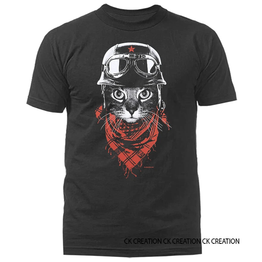 Adventurer Cat Bikers Motorcycle Animal Pet Funny Joke Humor Graphic T-shirt