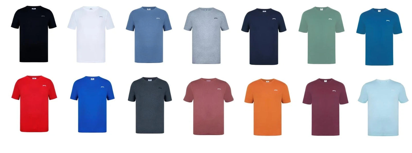 Mens Slazenger 100% Cotton Plain Crew Neck T Shirt XS S M L XL XXL 3XL 4XL BNWT