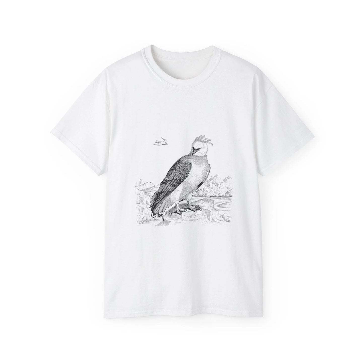 Eagle Landscape Line Art Bird Vintage Retro | Custom Graphic T-Shirt