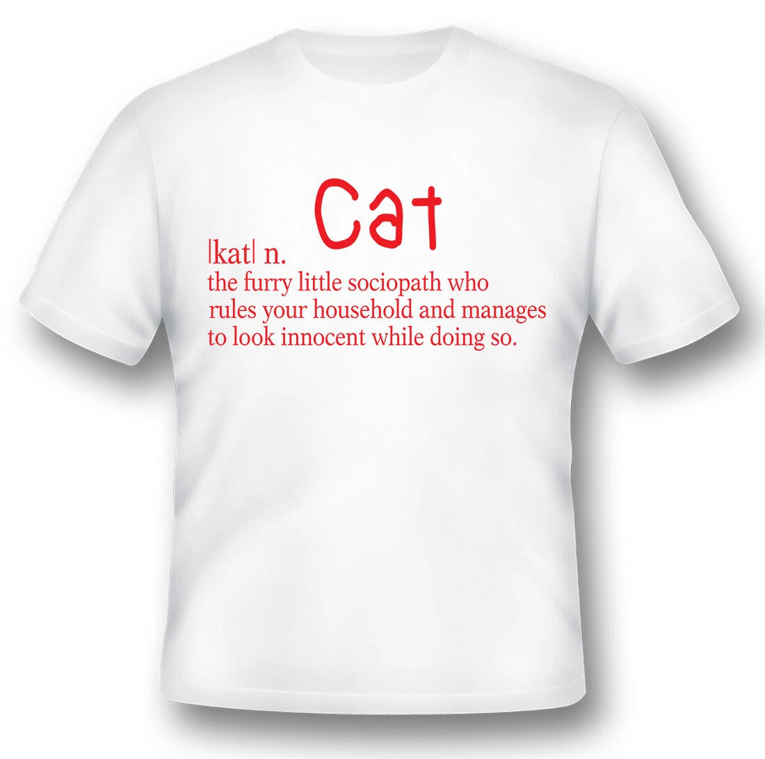 Cat furry little sociopath tee Black or white