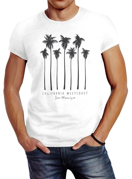 Men's Palm Trees California West Coast Palms Summer Slim Fit Neverless® T-Shirt