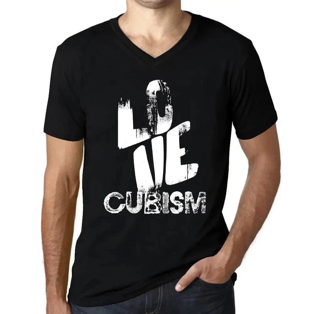 Men's Graphic T-Shirt V Neck Love Cubism Eco-Friendly Limited Edition