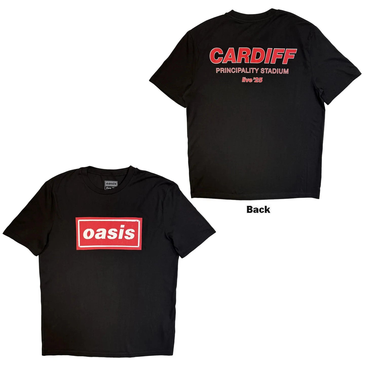Oasis T-Shirt: Cardiff City Pop Up (Black) (Back Print & Ex-Tour) OFFICIAL NEW