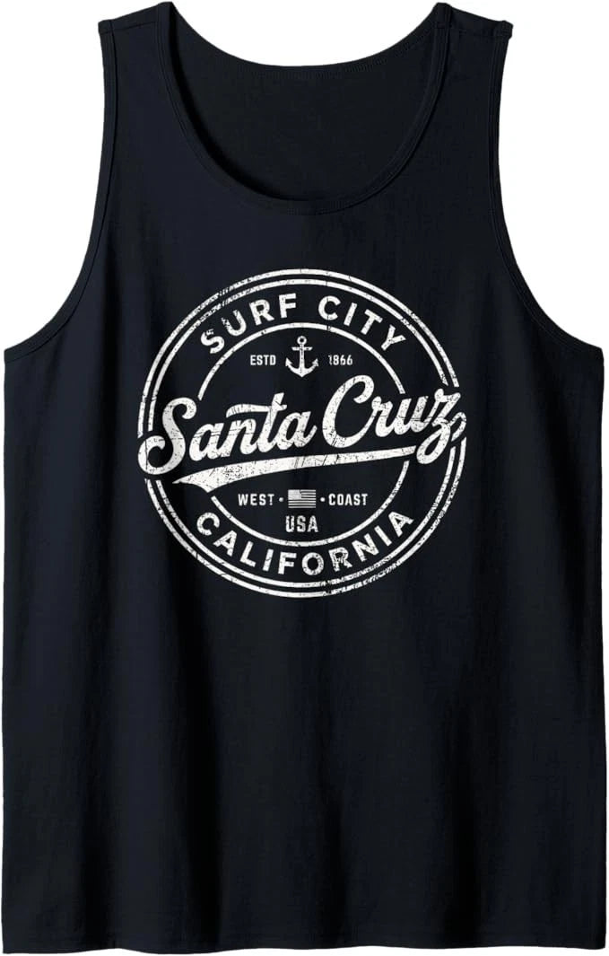 Vintage Santa Cruz Surf City California West Coast. Retro Tank Top