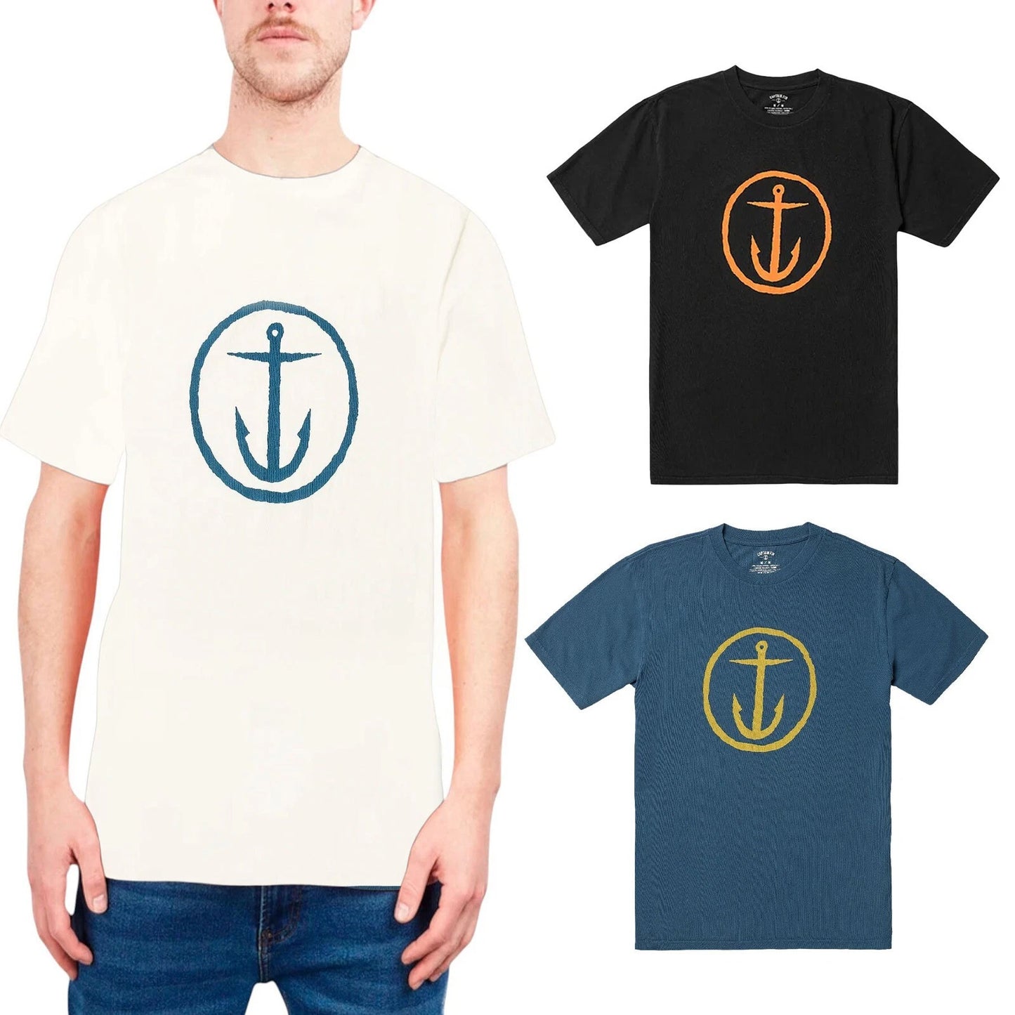 Captain Fin Mens T-Shirt Graphic Print OG Logo Basic Fit Summer Cotton Top New