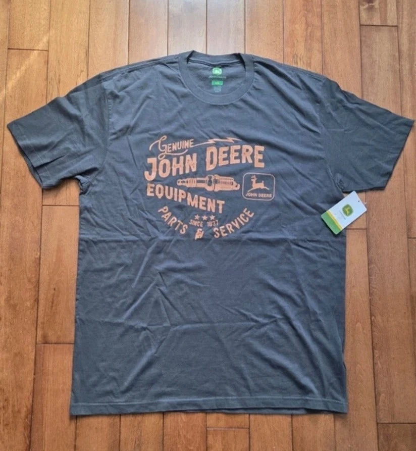 John Deere Men's Charcoal Graphic Print Crewneck Shirt Size L