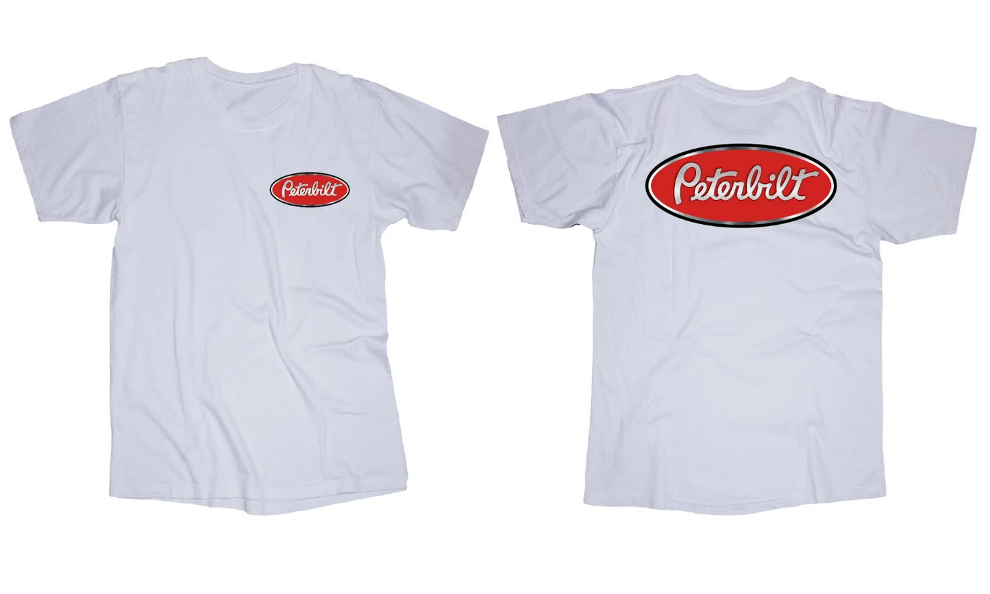 Peterbilt logo white t-shirt semi trucking diesel