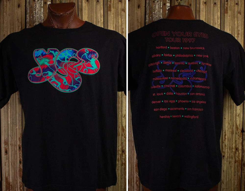Vintage 1997 Yes Open Your Eyes Concert T Shirt Black