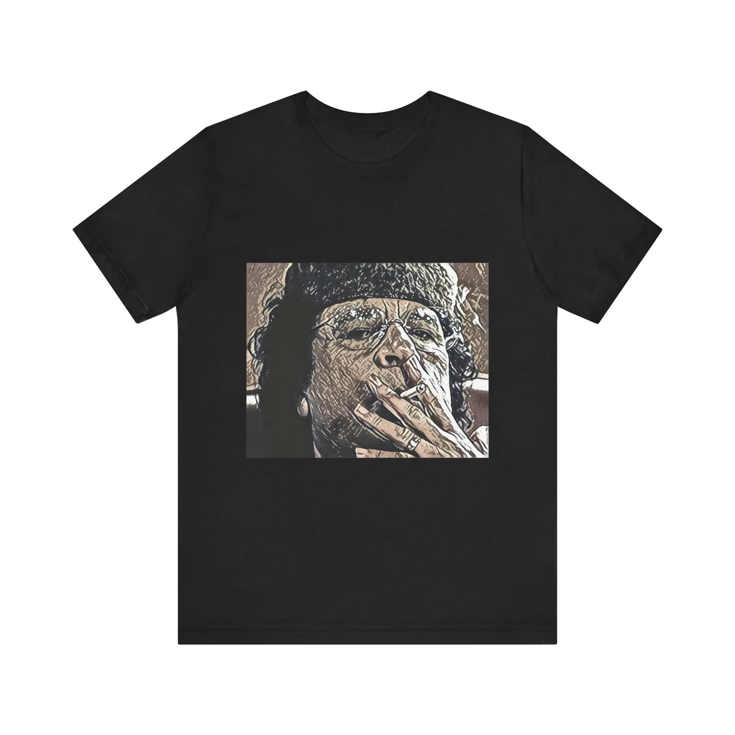 Muammar Gaddafi Short Sleeve Tee Shirt Graphic Print Crewneck Unisex Gift NEW