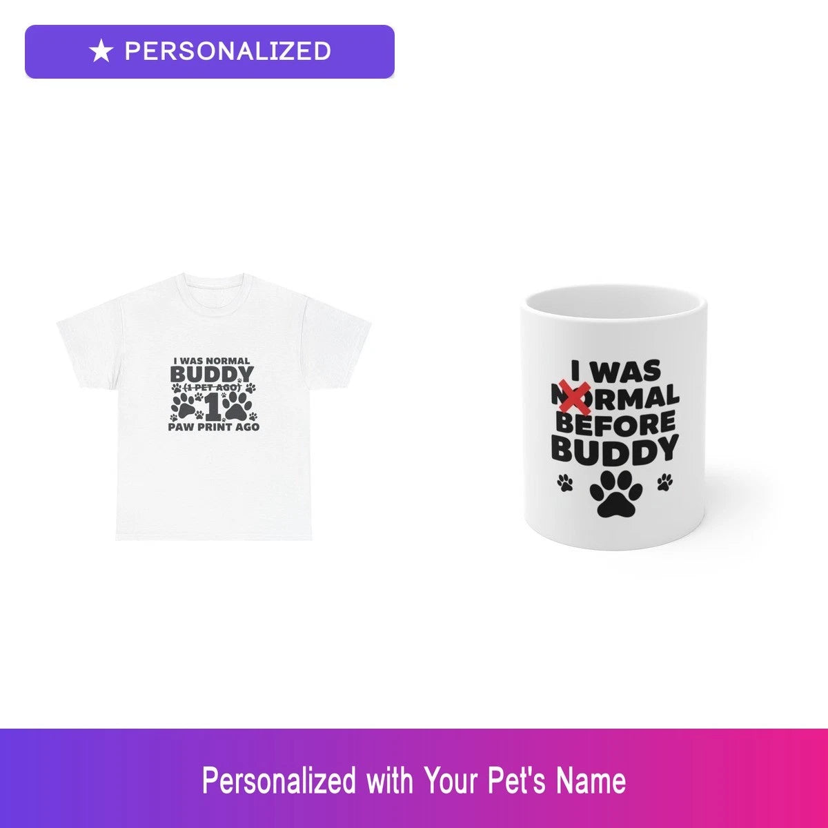 Custom Pet Funny Gift Set Shirt Mug Personalized Name Bundle Dog Lover