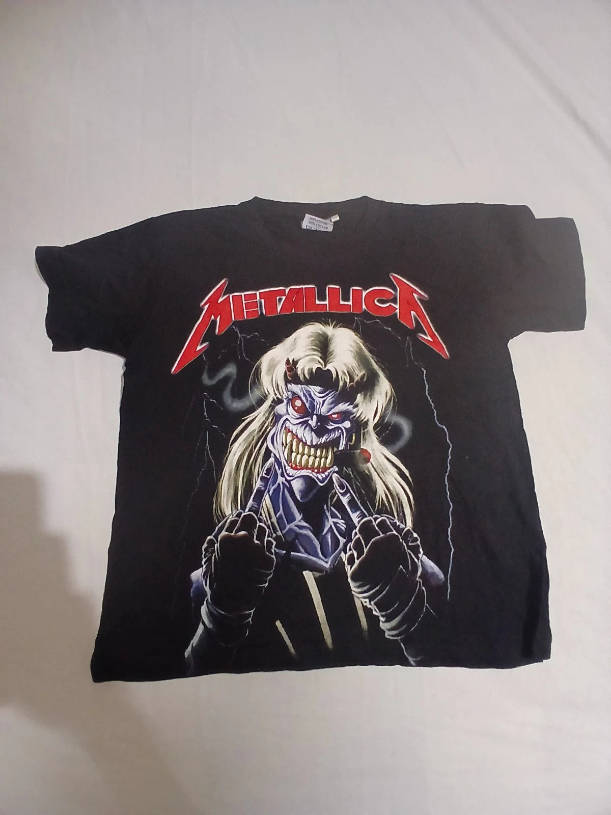 Vintage 90s Metallica T-Shirt - Bootleg "Eddie" Graphic - Size S (14/16)