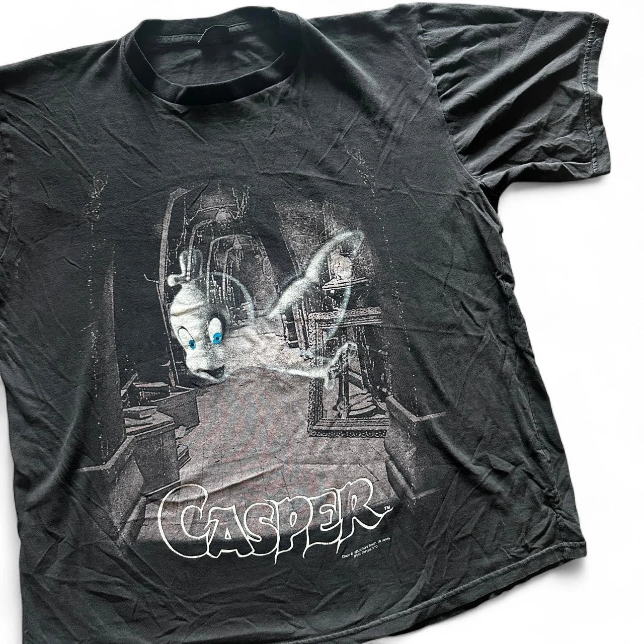 Vintage Casper Shirt Mens XL Black 1995 Ghost Movie Promo 90s Tee Faded Rare