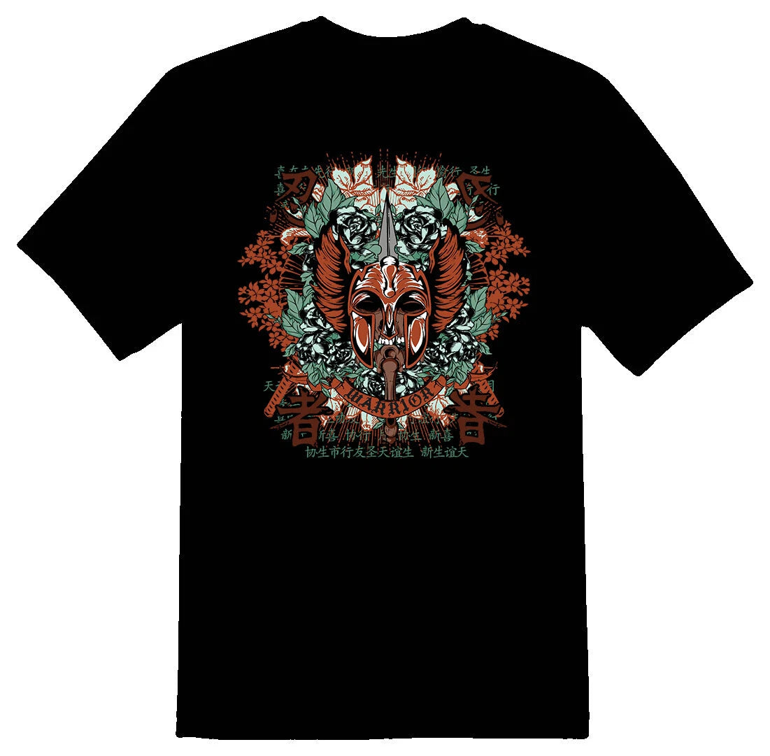 Warrior skull black or white tee shirt