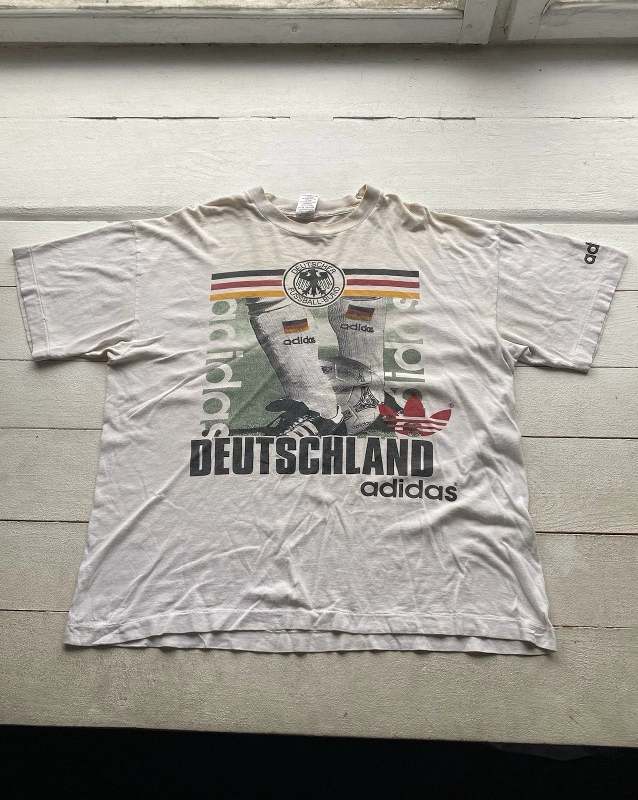 90s Adidas Archive Deutschland Germany Football Fan Mens T Shirt White Large