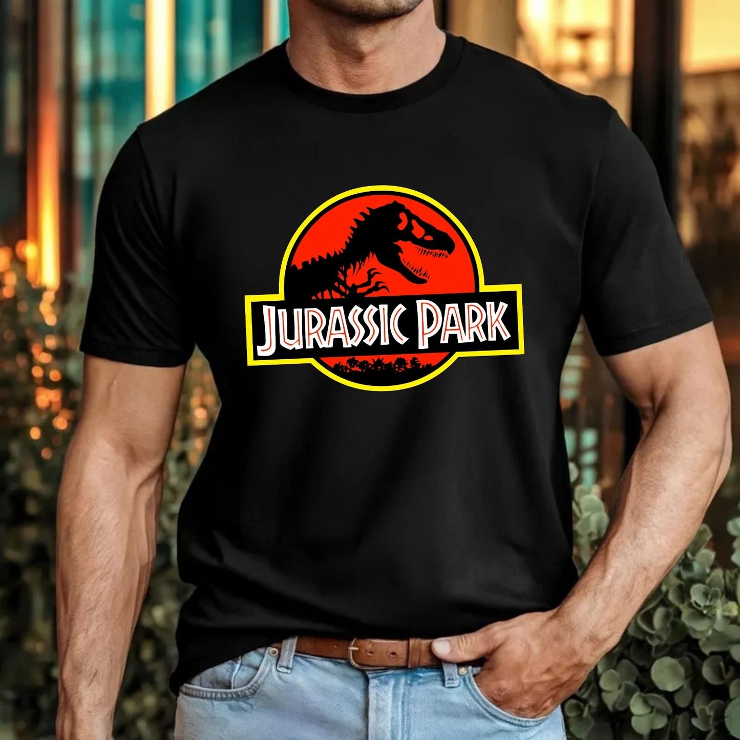 Jurassic Park Dinosaur T-Shirt Classic T-Rex Retro Movie Vintage Dino Gift Top
