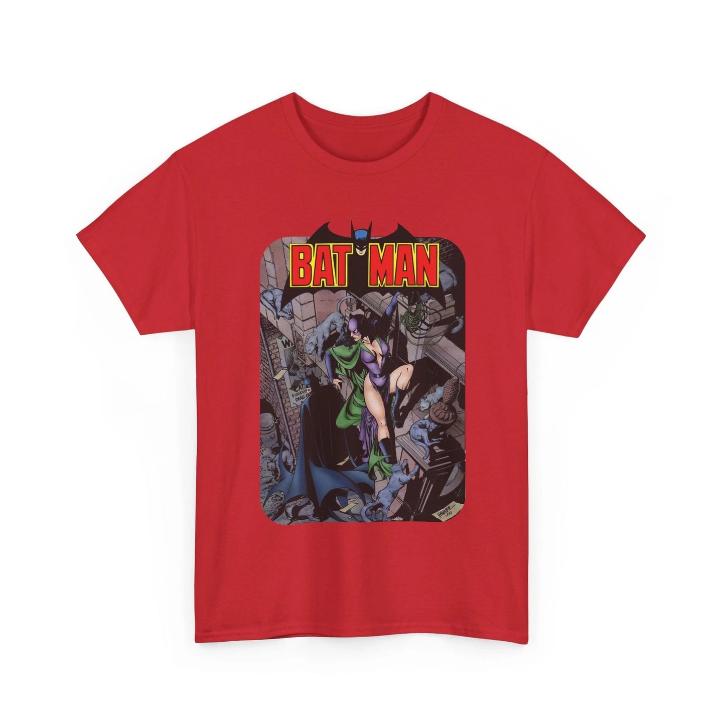 Batman & Catwoman T-Shirt George Perez DC Comics Art Retro Vintage-Style Tee