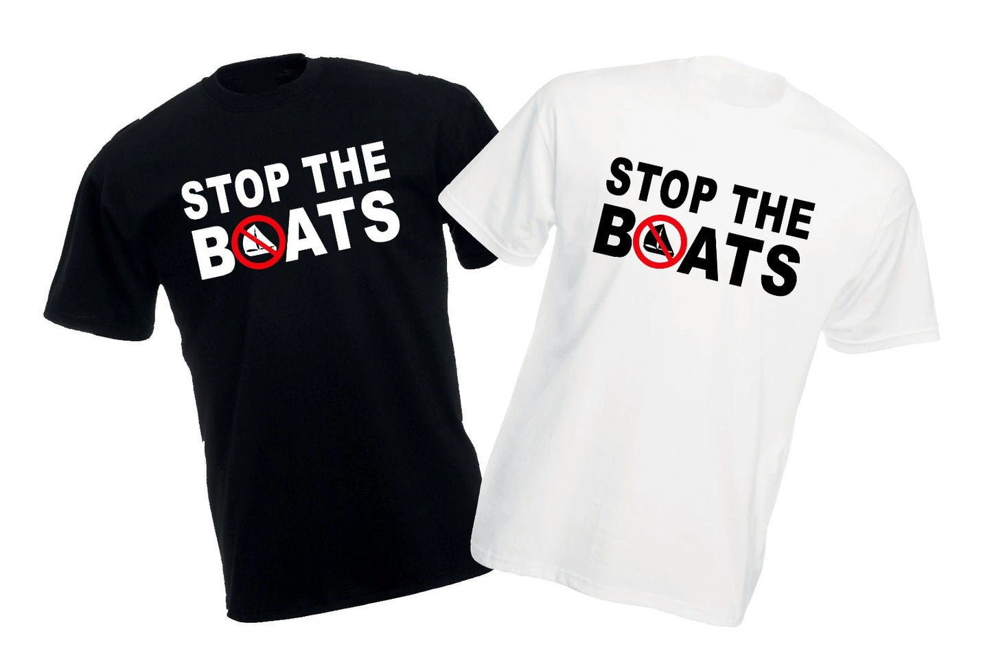 STOP THE BOATS Funny Political T-Shirt Anti-Illegal Immigration Statement Tee