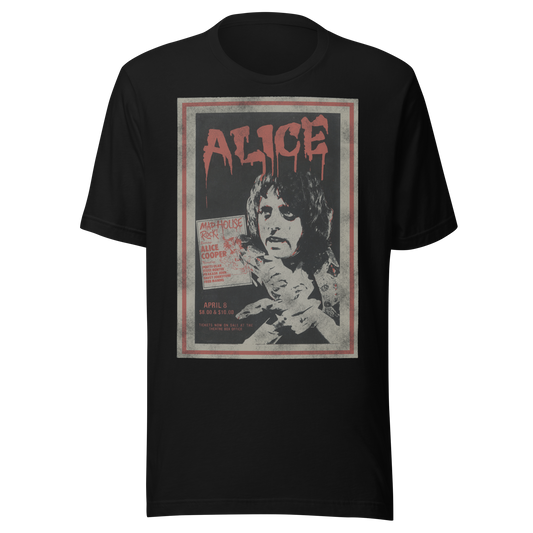 Alice Cooper Madhouse Vintage T Shirt Black