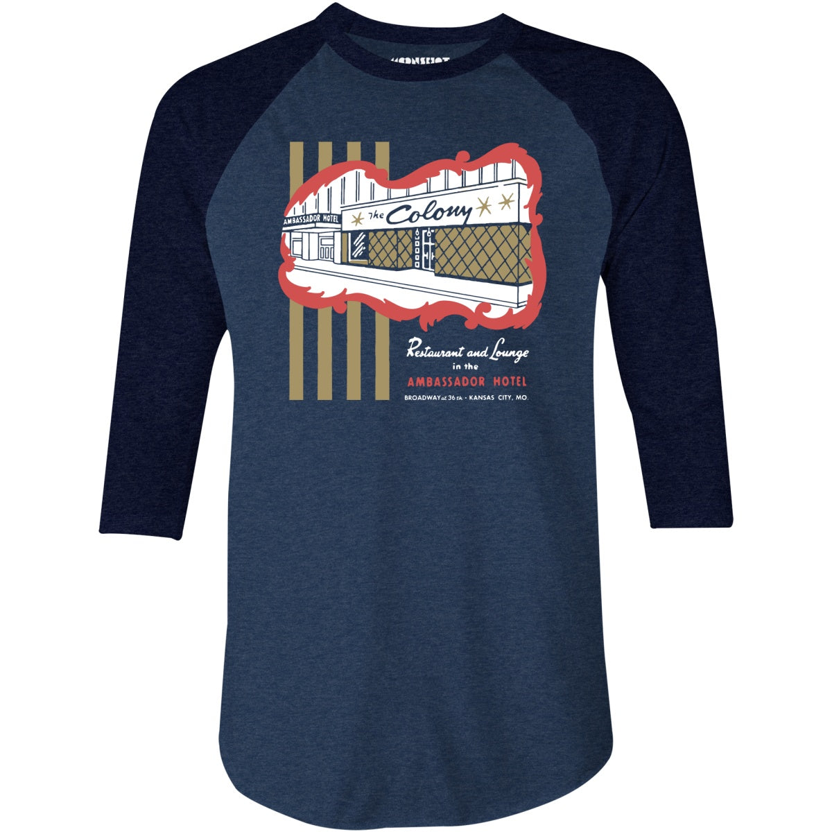 The Colony - Kansas City, MO - Vintage Restaurant - 3/4 Sleeve Raglan T-Shirt