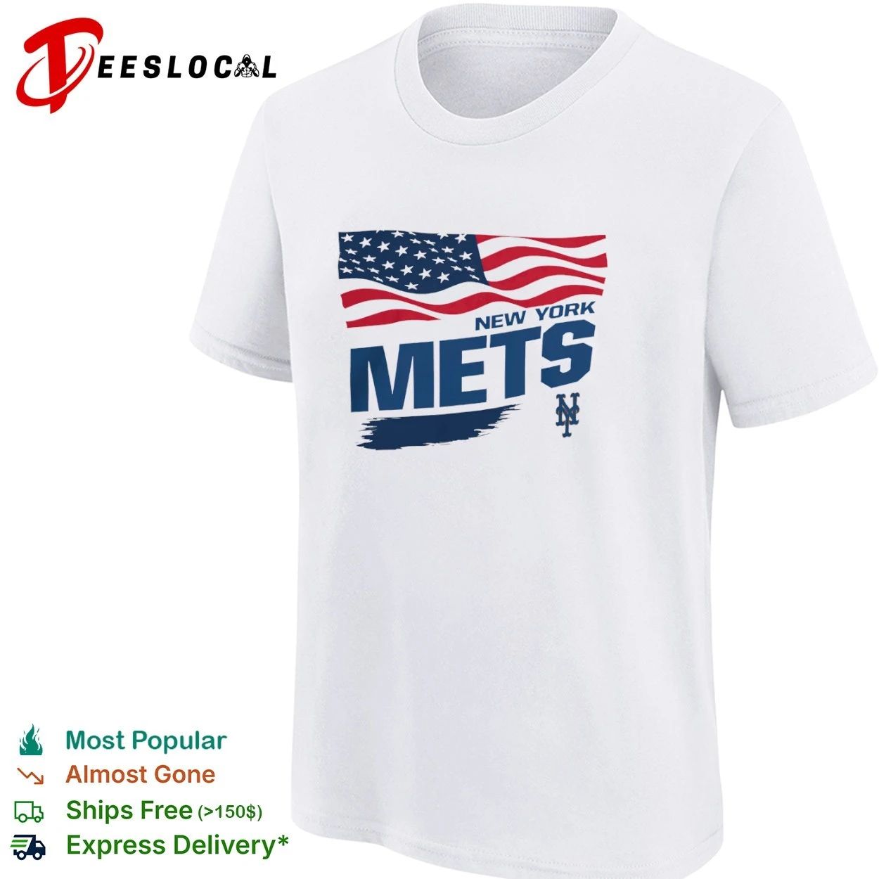 New York Mets Waving American Flag MLB T-shirt