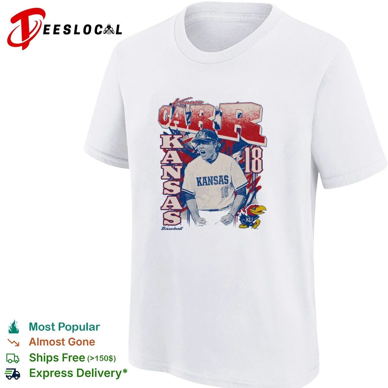 Kannon Carr Kansas Jayhawks Baseball 18 T-shirt