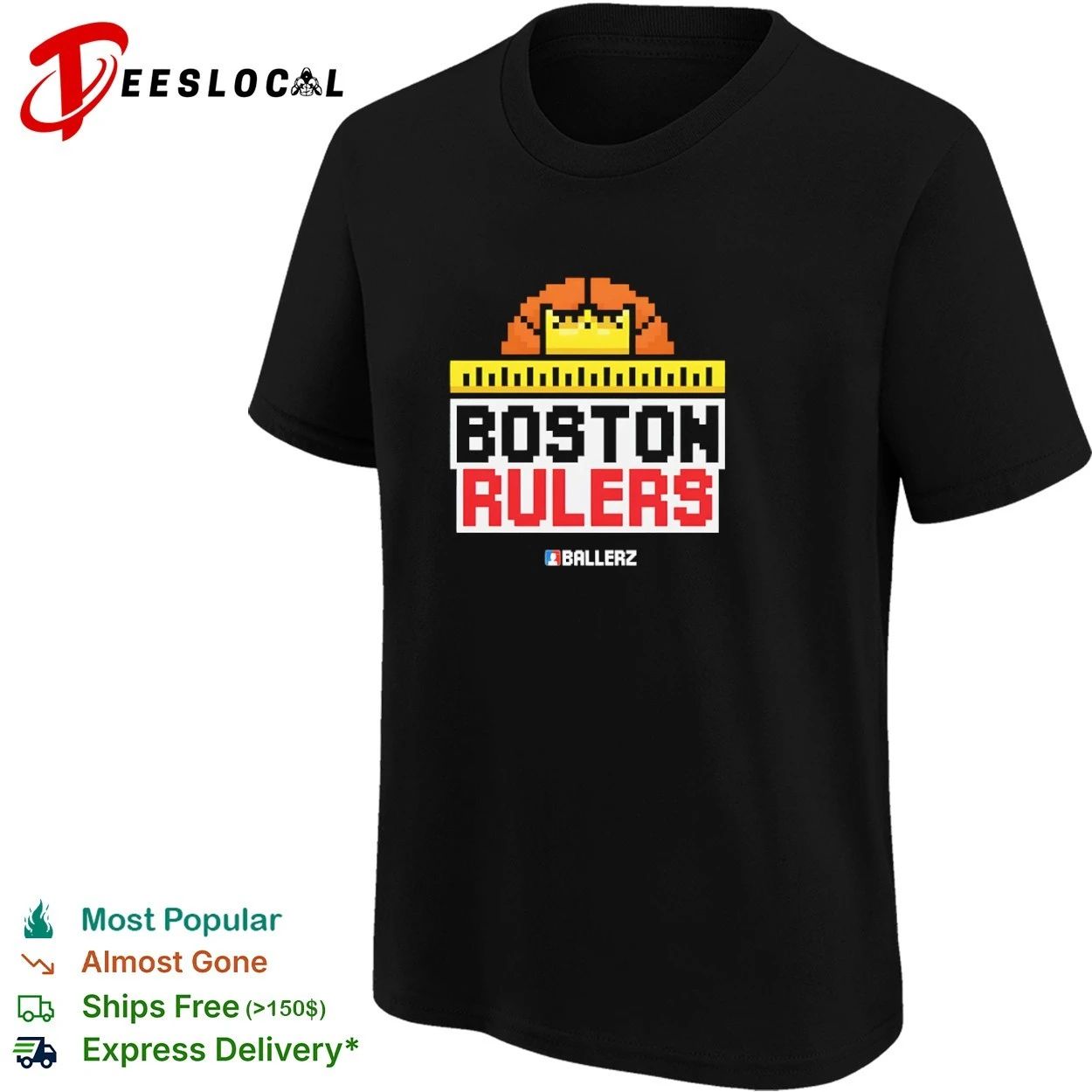Boston Rulers Ballerz basketball pixel art T-shirt