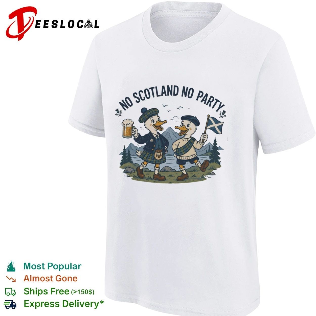 No Scotland No Party Funny Duck Scottish Pride T-shirt