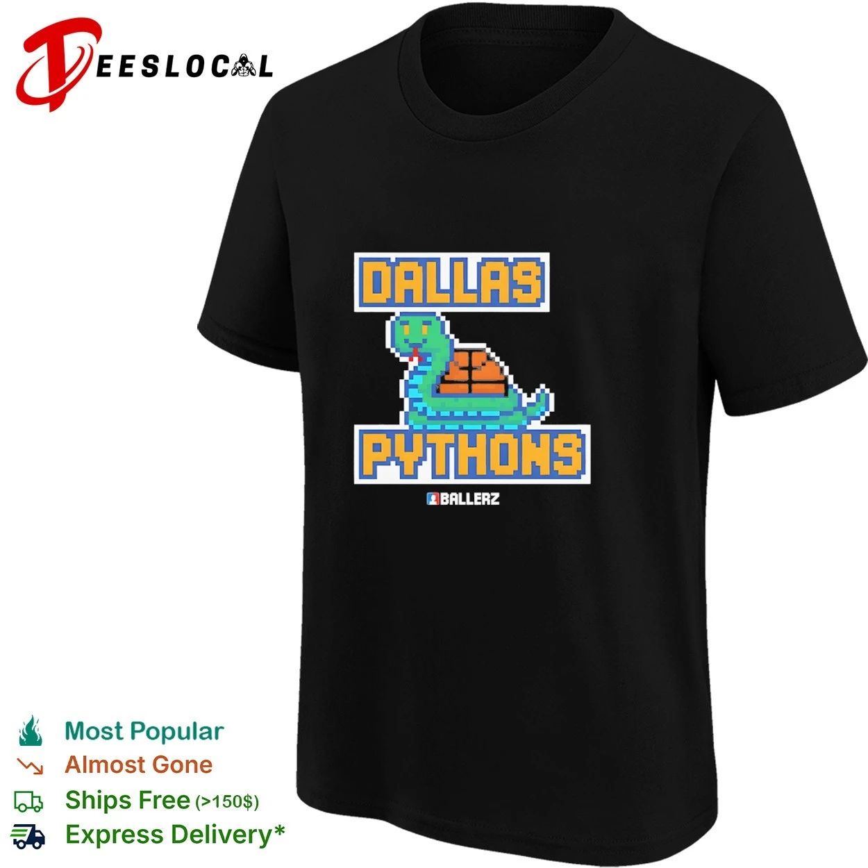 Dallas Pythons Ballerz basketball pixel art T-shirt