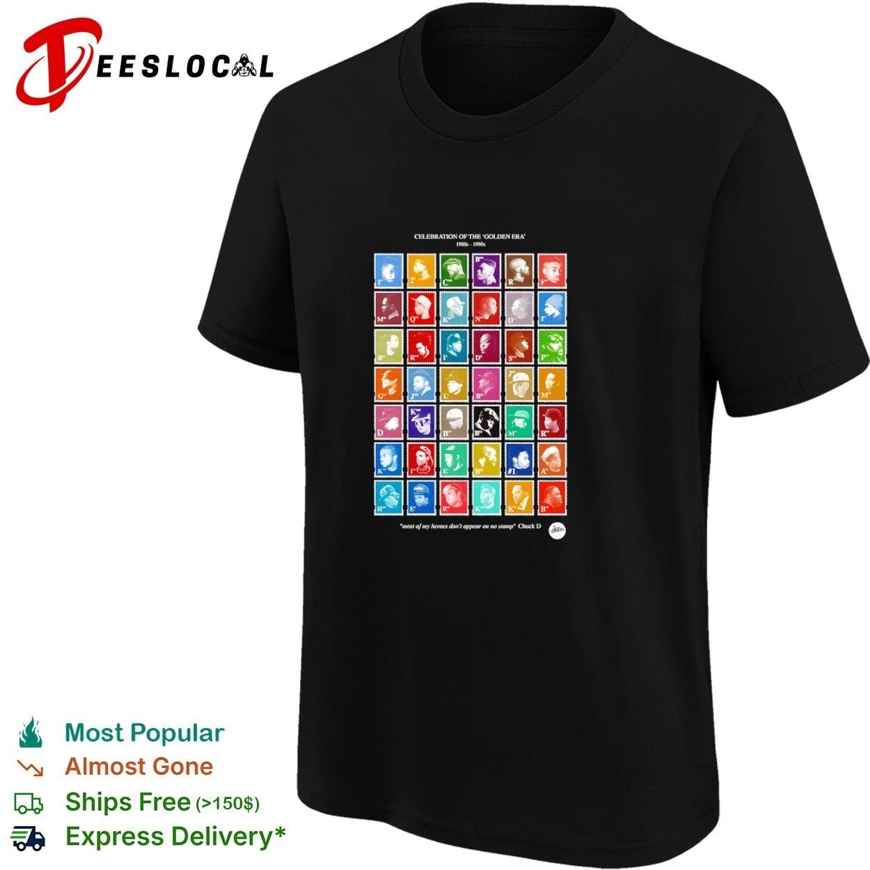 Celebration of the Golden Era 1980s 1990s Hip Hop Stamp Collection T-shirt
