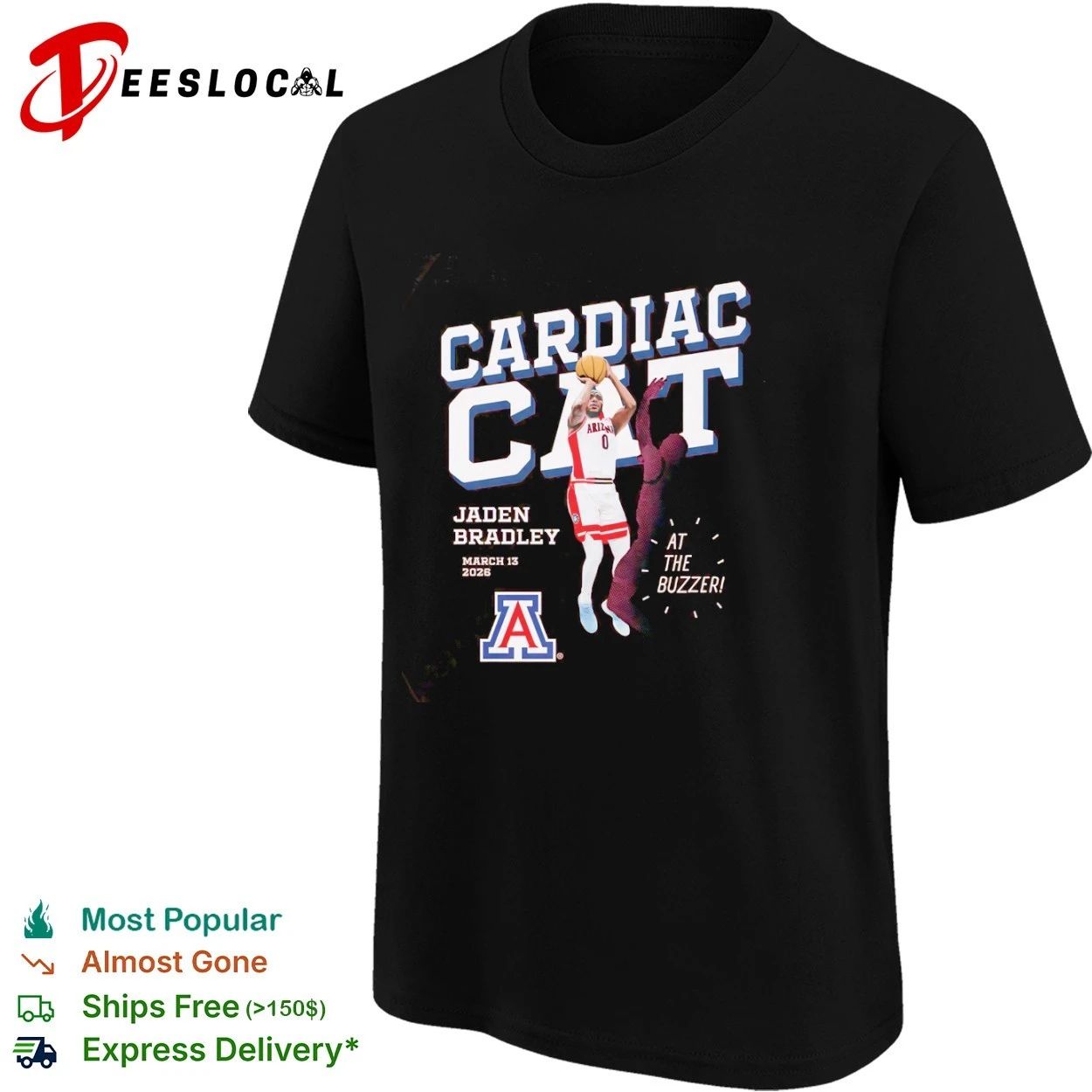 Jaden Bradley Arizona Wildcats Cardiac Cat at the Buzzer March 13 2026 T-shirt