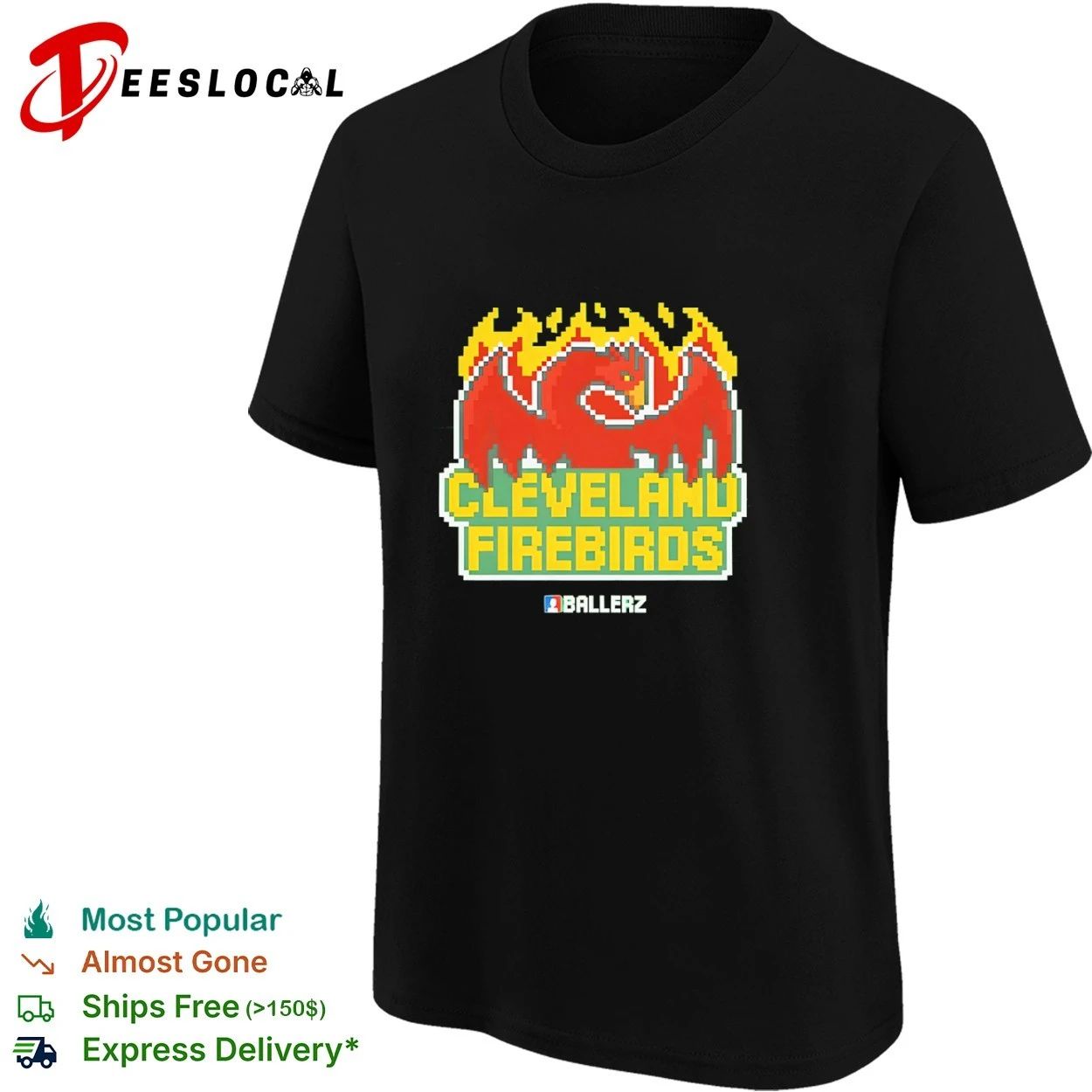 Cleveland Firebirds Ballerz pixel art T-shirt