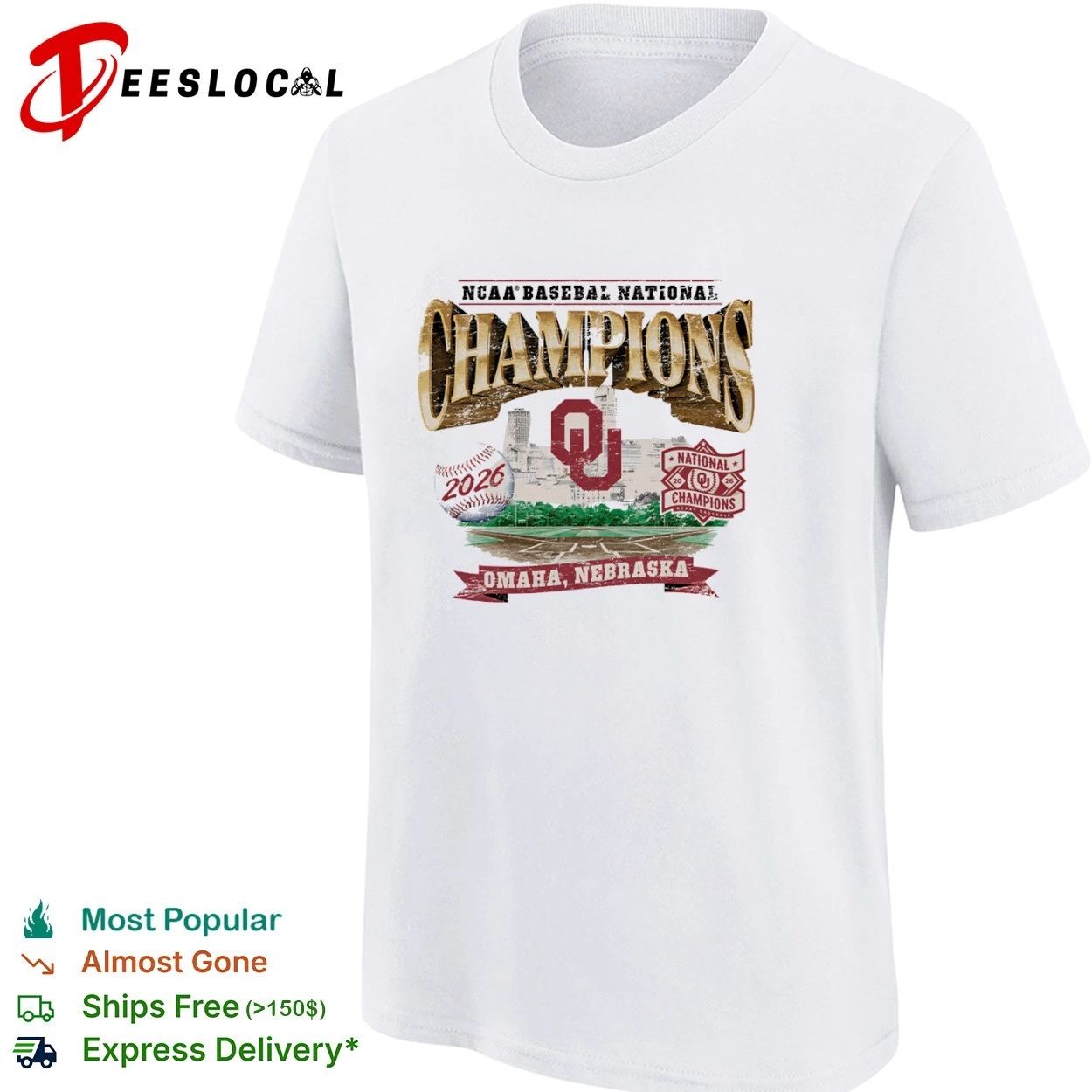 Oklahoma Sooners NCAA Baseball National Champions 2026 Omaha Nebraska T-shirt