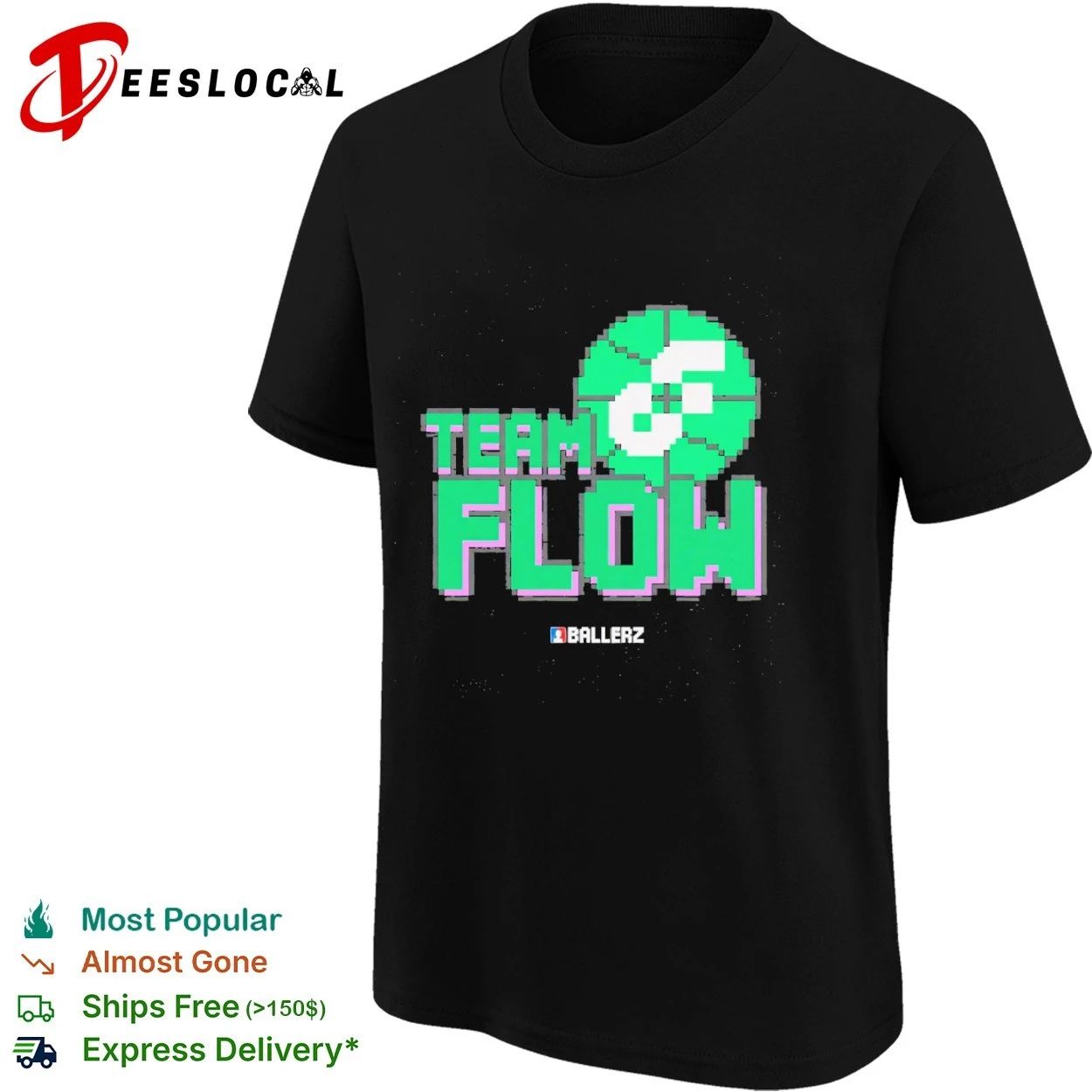 Team Flow Ballerz basketball pixel art T-shirt