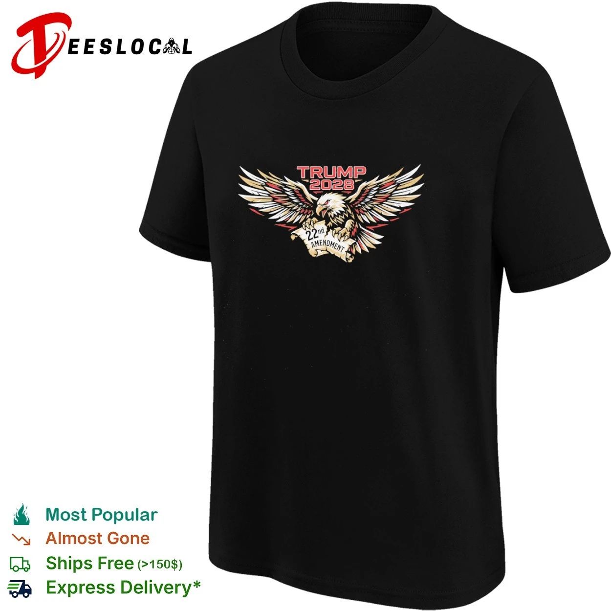 Trump 2028 22nd Amendment Eagle US Constitution T-shirt