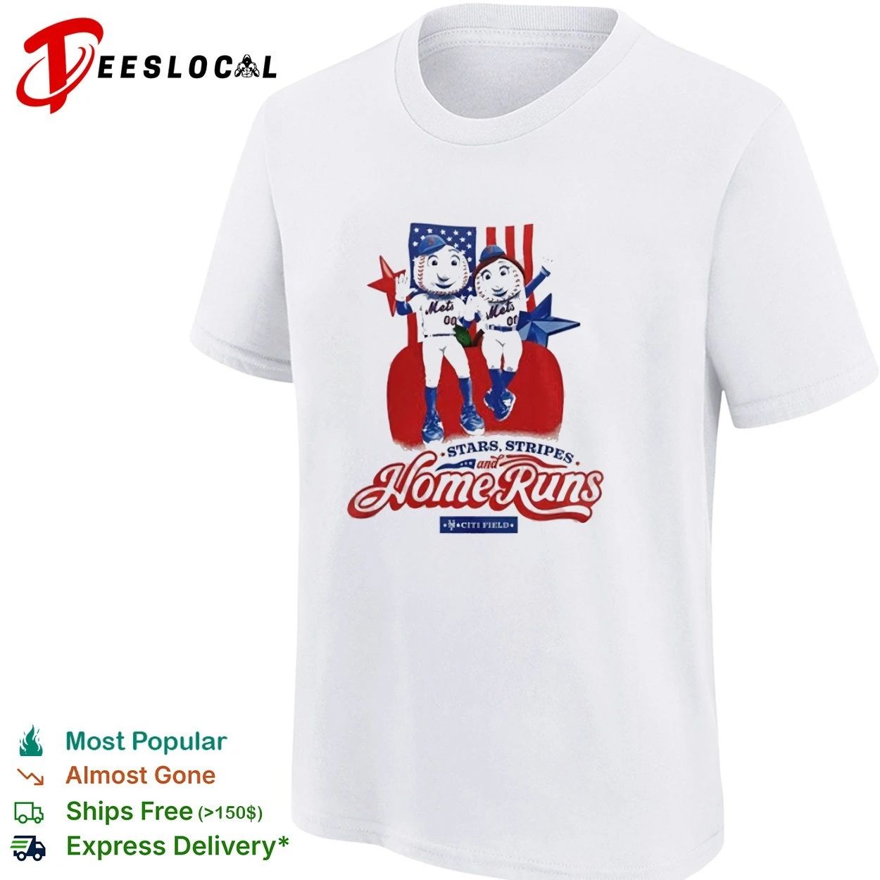 Stars Stripes and Home Runs NY Mets USA 250th Anniversary T-shirt