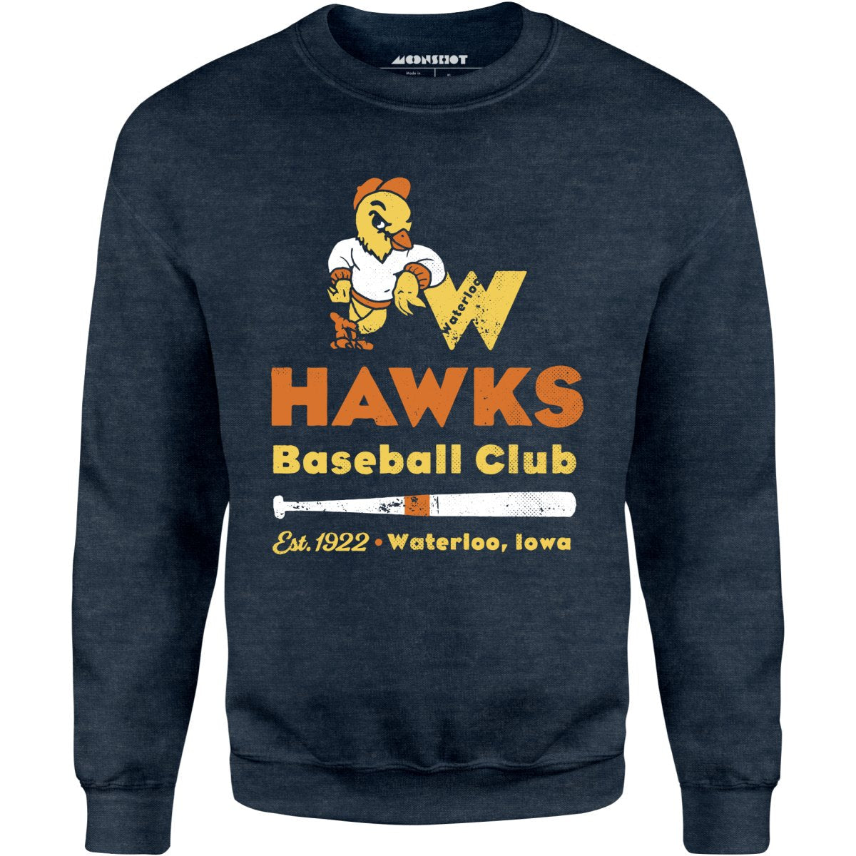 Waterloo Hawks - Iowa - Vintage Defunct Baseball Teams - Unisex Sweatshirt