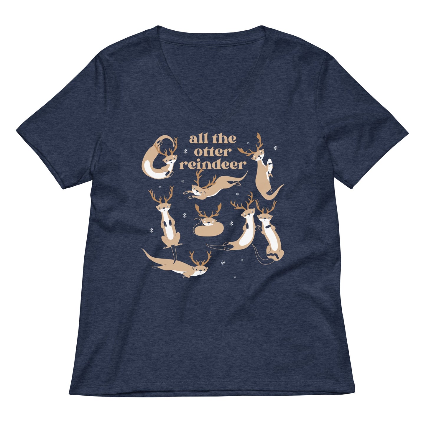 All The Otter Reindeer Women's V-Neck Tee