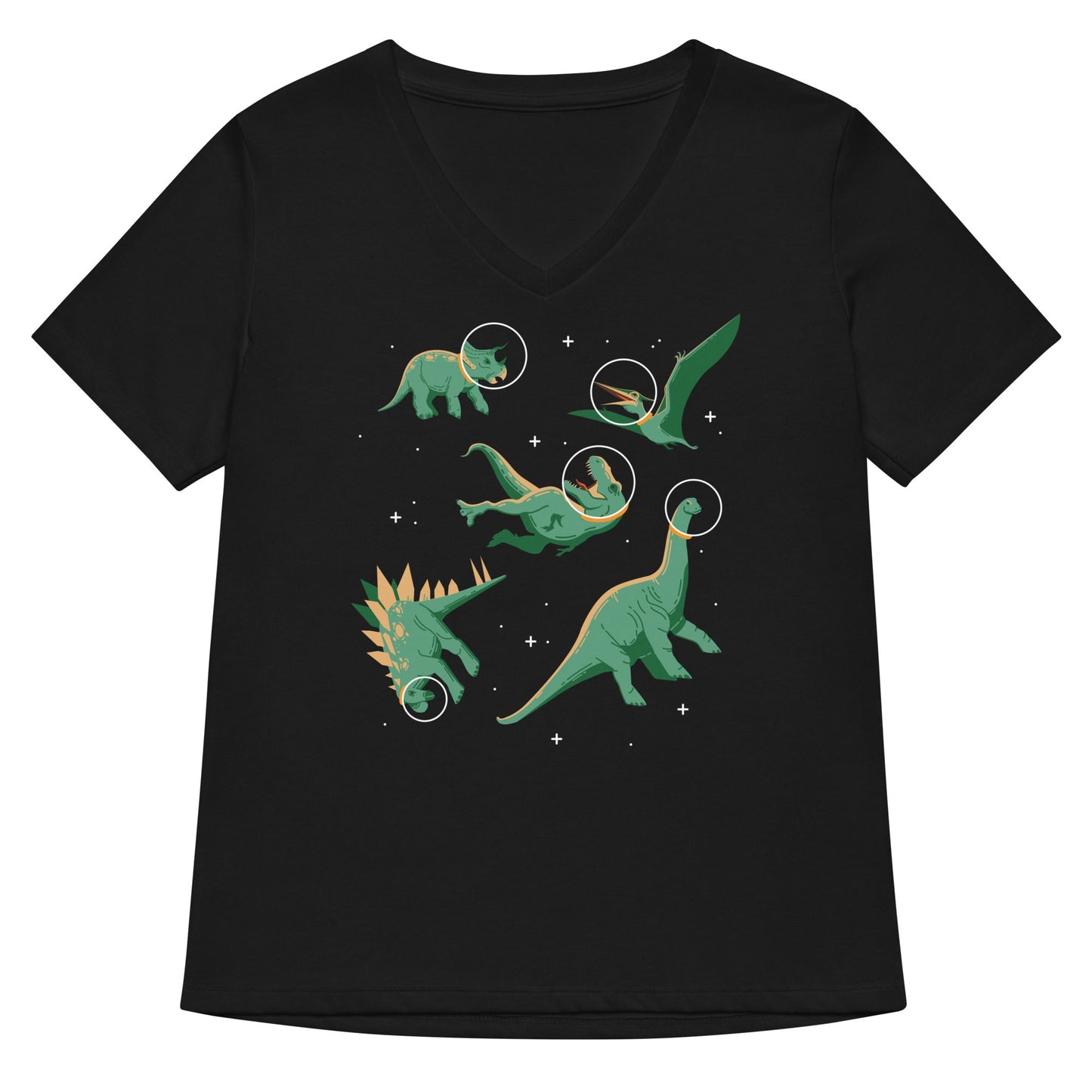 Dinos In Space Women's V-Neck Tee