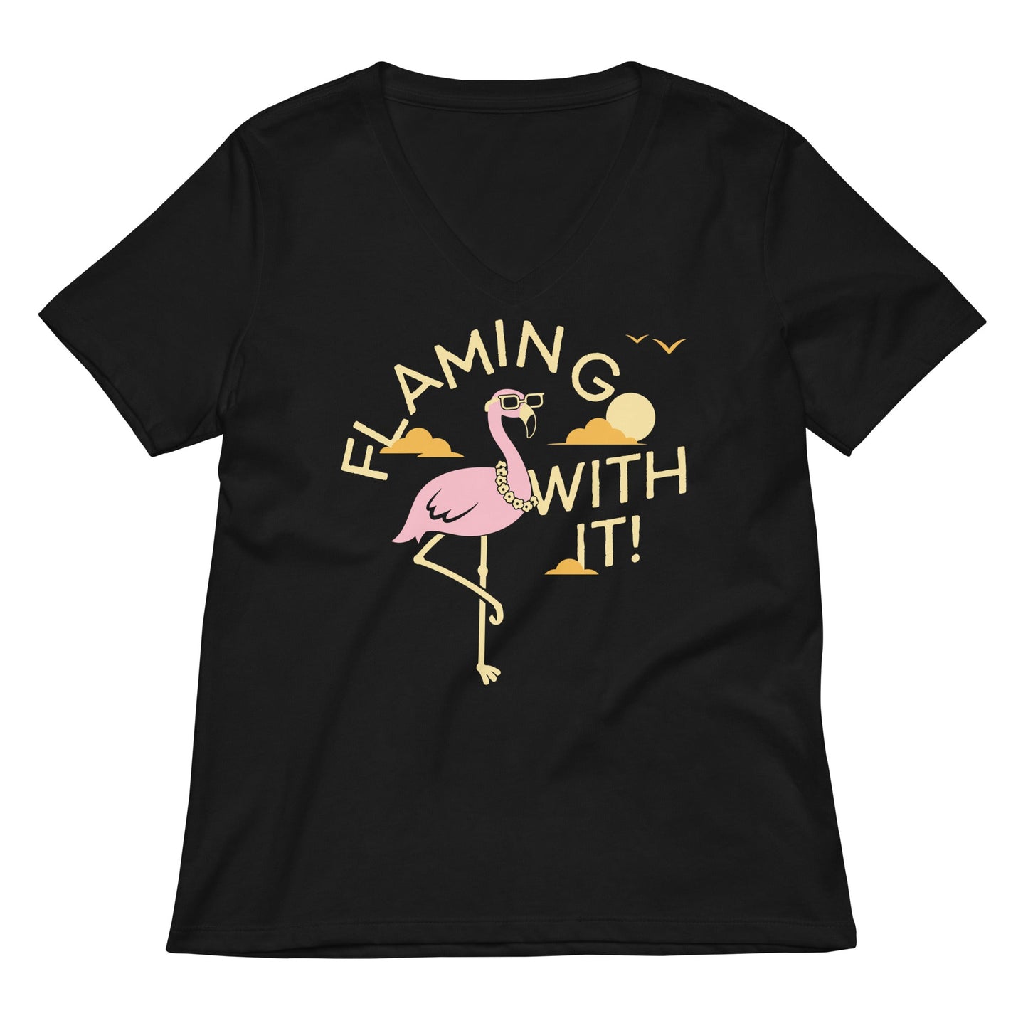Flamingo With It Women's V-Neck Tee