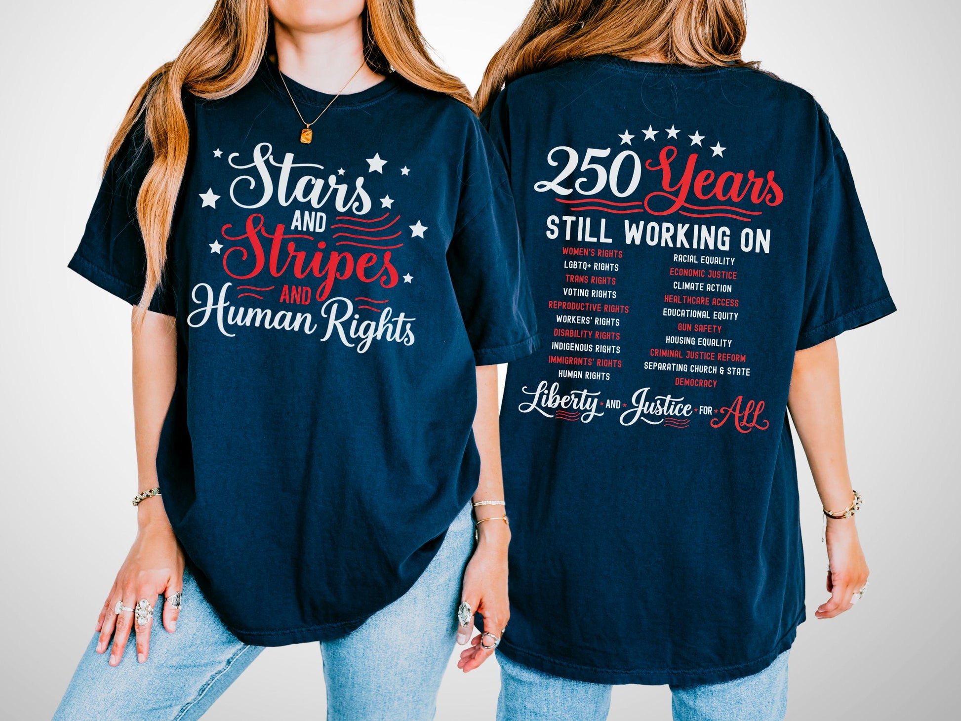 Stars Stripes Human Rights Comfort Colors Tee 250 Years America Still Working Social Justice (1)