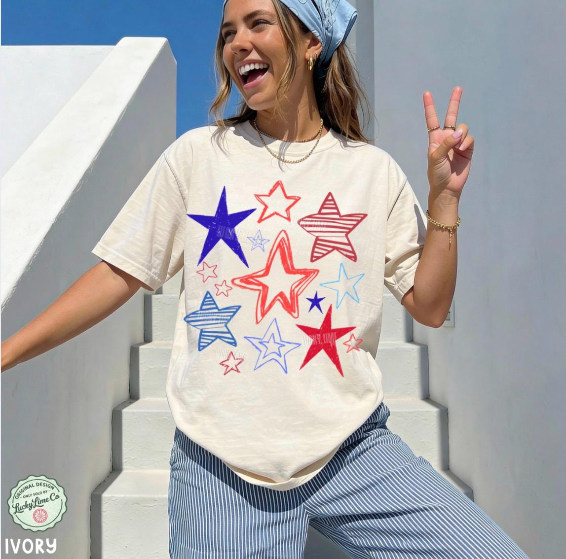 Retro 4th July Stars Comfort Colors Patriotic Usa Tee 4th July Summer America (1)