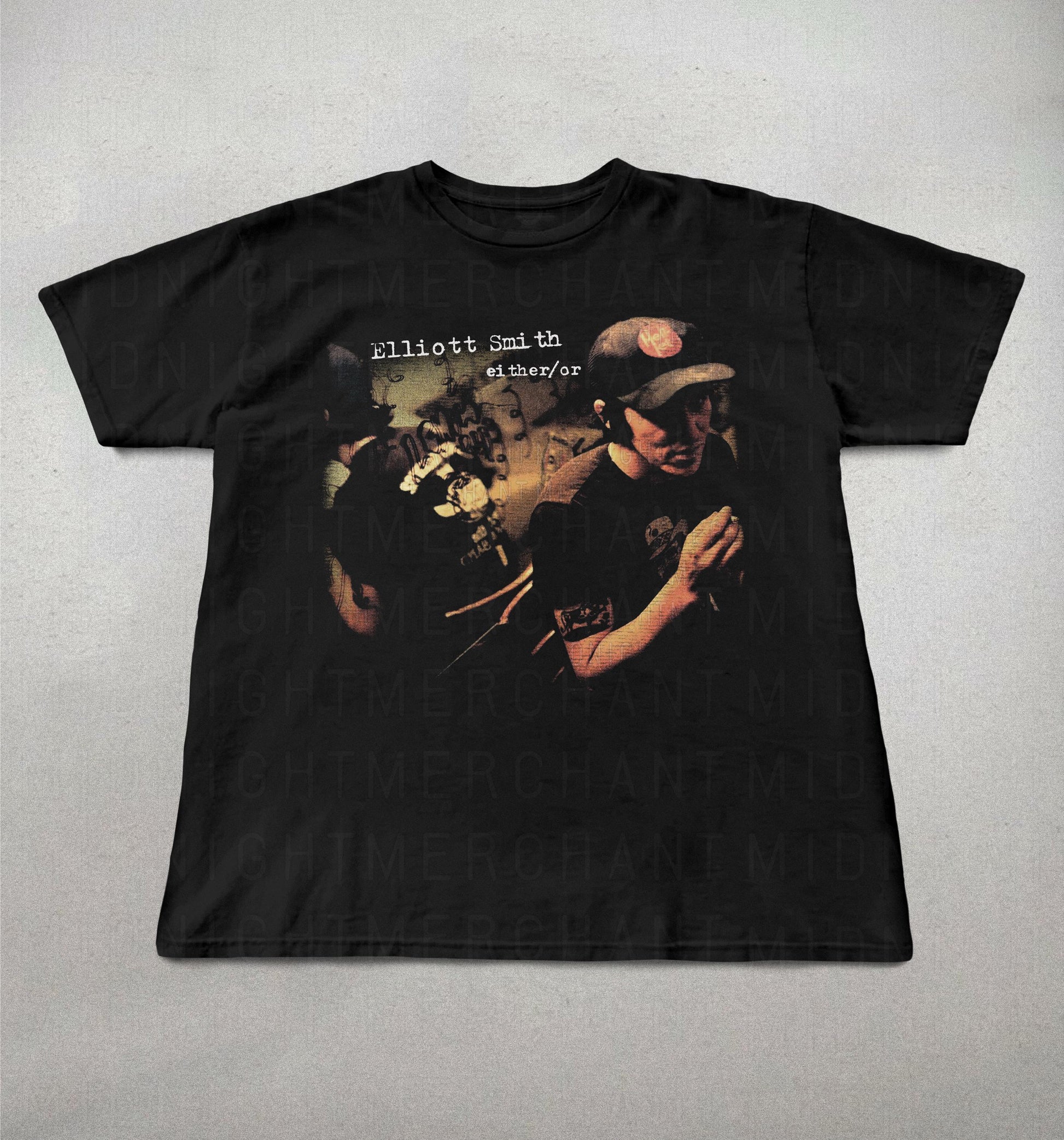 Elliot Smith Either Indie Folk Retro 90s Elliot Smith Alt Rock Tee 90s Band Tee (1)