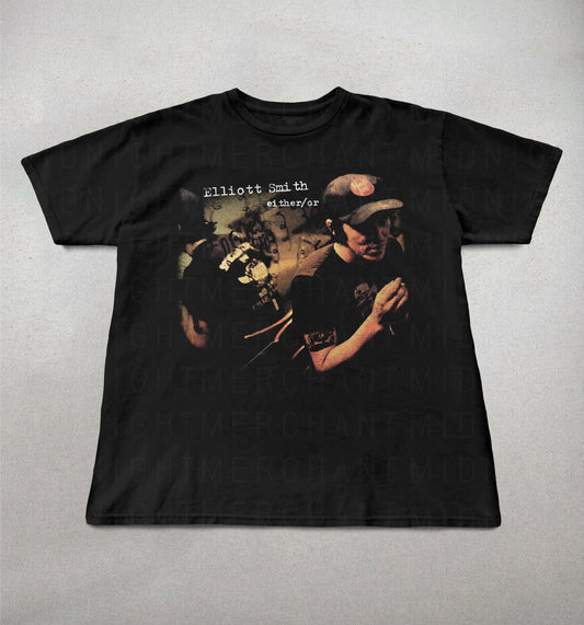 Elliot Smith Either Indie Folk Retro 90s Elliot Smith Alt Rock Tee 90s Band Tee (1)