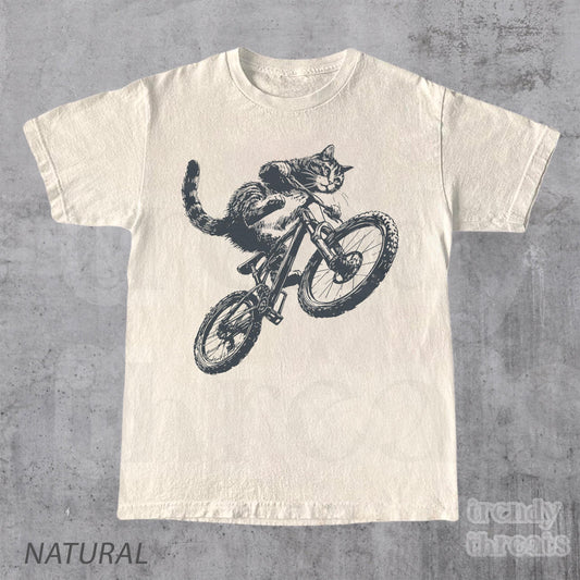Cat Riding Bicycle Kitten Cat Lover Tee Bikers Cat Parents (1)