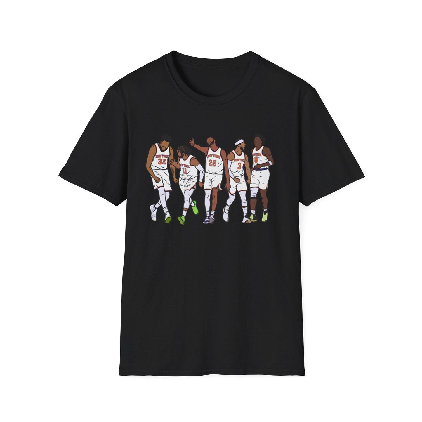 Knicks Starting Five Team York Art Squad Goals White Tee Softstyle Black Champs East (1)
