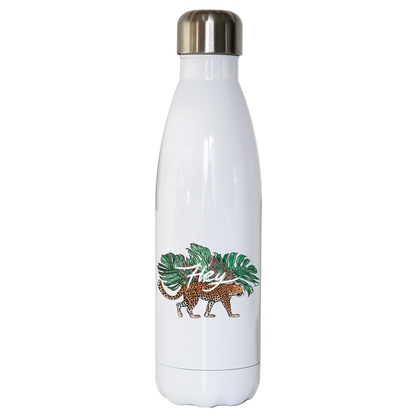Hey illustration graphic design water bottle stainless steel reusable